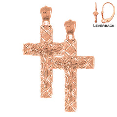 14K or 18K Gold Latin Crucifix Earrings