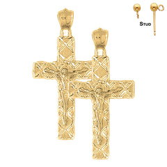 Pendientes de crucifijo latino de plata de ley de 45 mm (chapados en oro blanco o amarillo)