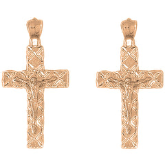 14K or 18K Gold 45mm Latin Crucifix Earrings