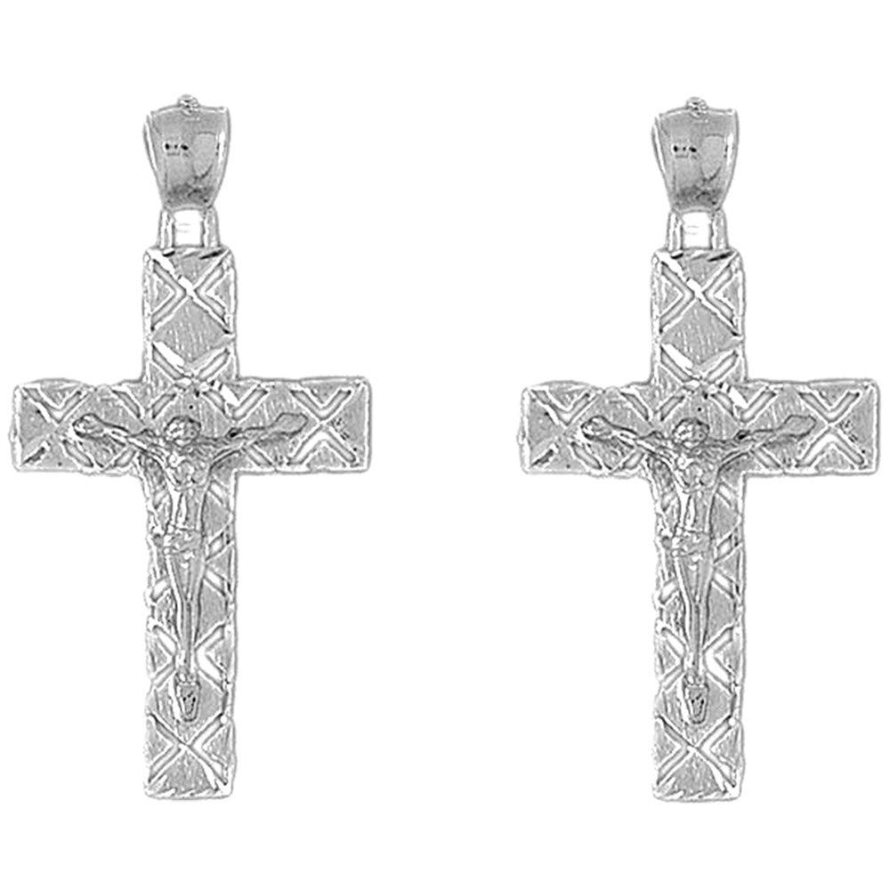Sterling Silver 45mm Latin Crucifix Earrings