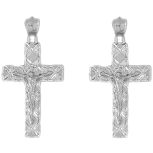 Sterling Silver 45mm Latin Crucifix Earrings
