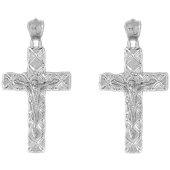 Sterling Silver 45mm Latin Crucifix Earrings