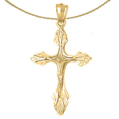 10K, 14K or 18K Gold Budded Crucifix Pendant