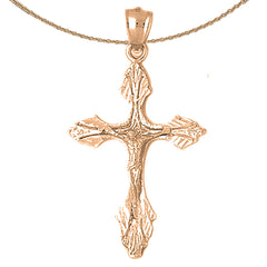 10K, 14K or 18K Gold Budded Crucifix Pendant