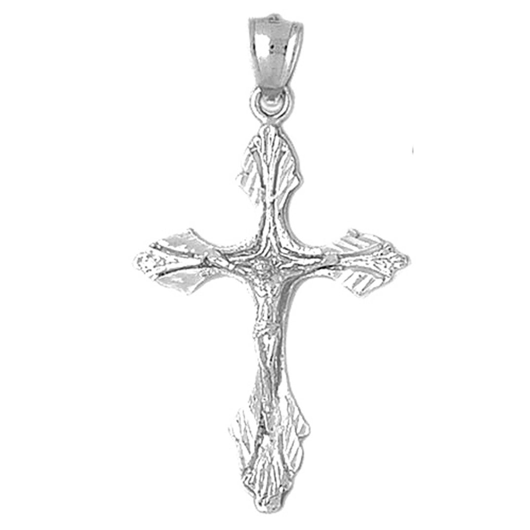 10K, 14K or 18K Gold Budded Crucifix Pendant