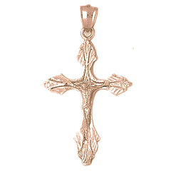 10K, 14K or 18K Gold Budded Crucifix Pendant