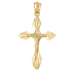 10K, 14K or 18K Gold Budded Crucifix Pendant