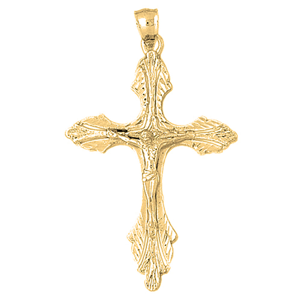 10K, 14K or 18K Gold Budded Crucifix Pendant