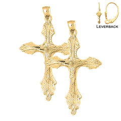 14K or 18K Gold Budded Crucifix Earrings