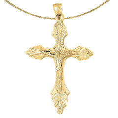 10K, 14K or 18K Gold Budded Crucifix Pendant