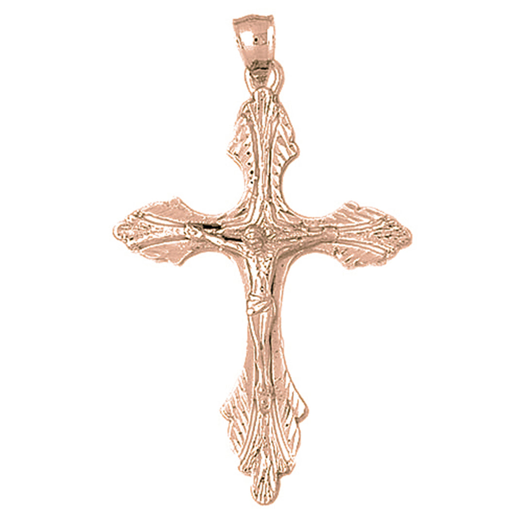 10K, 14K or 18K Gold Budded Crucifix Pendant