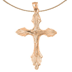 10K, 14K or 18K Gold Budded Crucifix Pendant