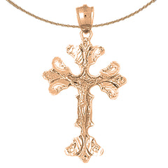 10K, 14K or 18K Gold Budded Crucifix Pendant