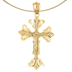 10K, 14K or 18K Gold Budded Crucifix Pendant