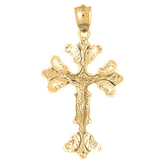 10K, 14K or 18K Gold Budded Crucifix Pendant