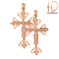 14K or 18K Gold Budded Crucifix Earrings