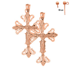 14K or 18K Gold Budded Crucifix Earrings