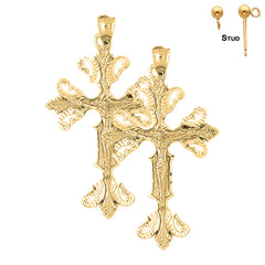 14K or 18K Gold Budded Crucifix Earrings