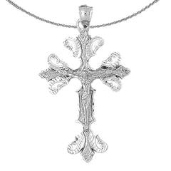 10K, 14K or 18K Gold Budded Crucifix Pendant