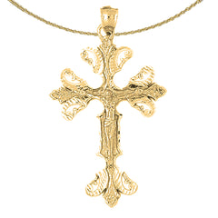 10K, 14K or 18K Gold Budded Crucifix Pendant