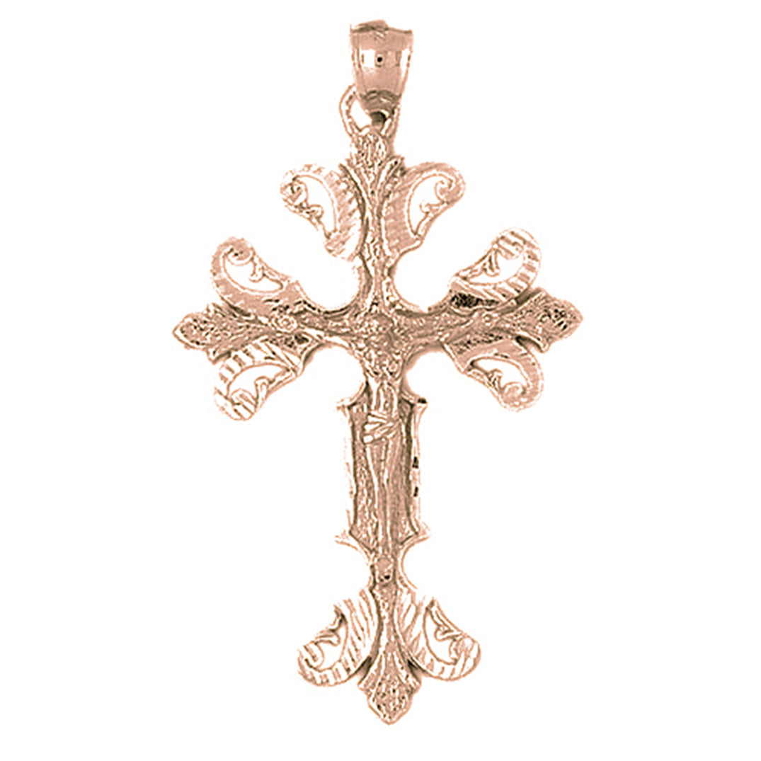 10K, 14K or 18K Gold Budded Crucifix Pendant