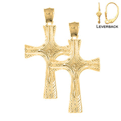 Sterling Silver 45mm Latin Crucifix Earrings (White or Yellow Gold Plated)