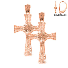 14K or 18K Gold Latin Crucifix Earrings