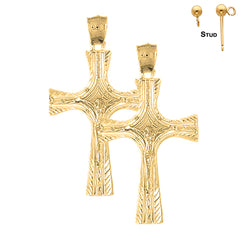 Sterling Silver 45mm Latin Crucifix Earrings (White or Yellow Gold Plated)