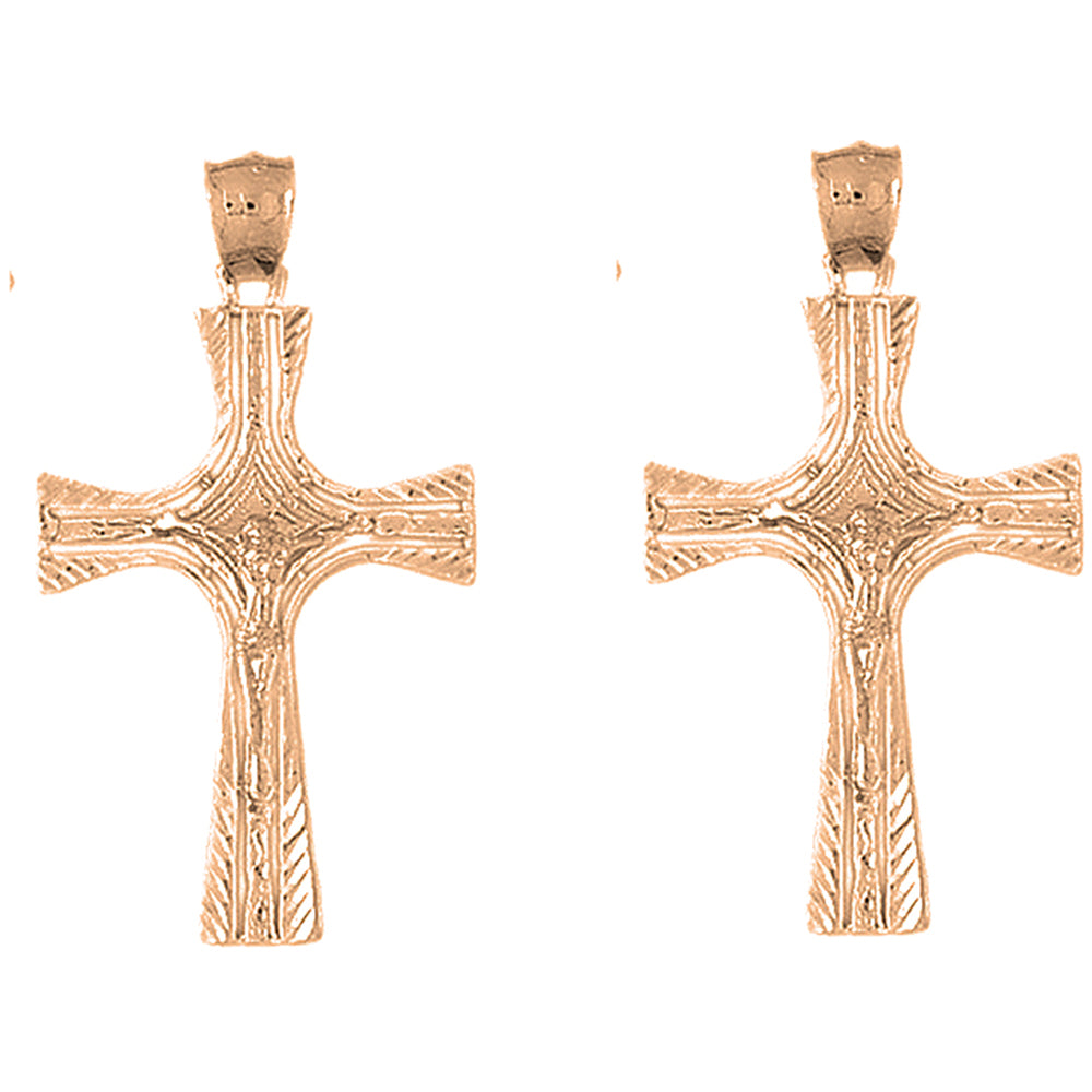 14K or 18K Gold 45mm Latin Crucifix Earrings