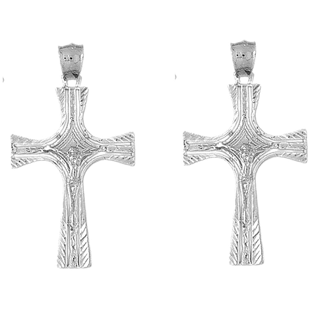 Sterling Silver 45mm Latin Crucifix Earrings