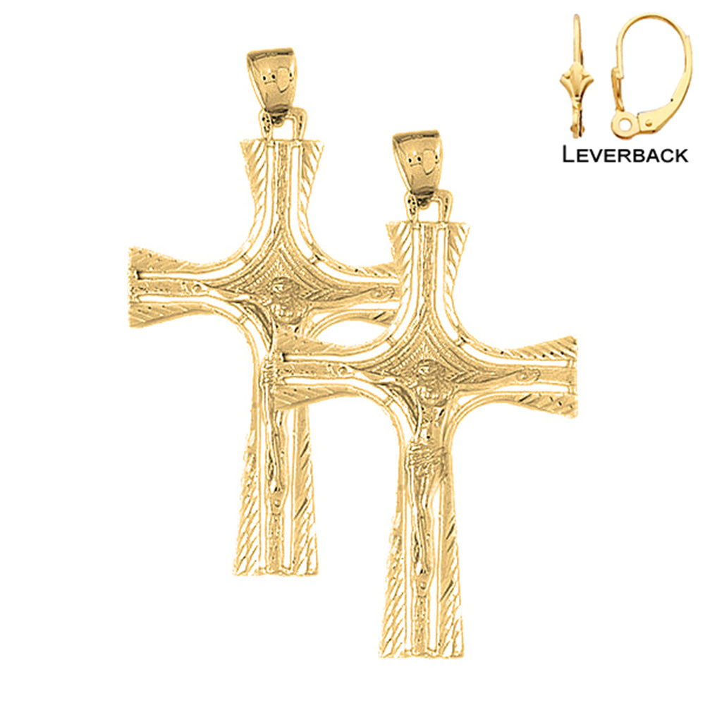 14K or 18K Gold Latin Crucifix Earrings