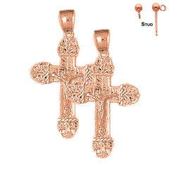 14K or 18K Gold Vine Crucifix Earrings