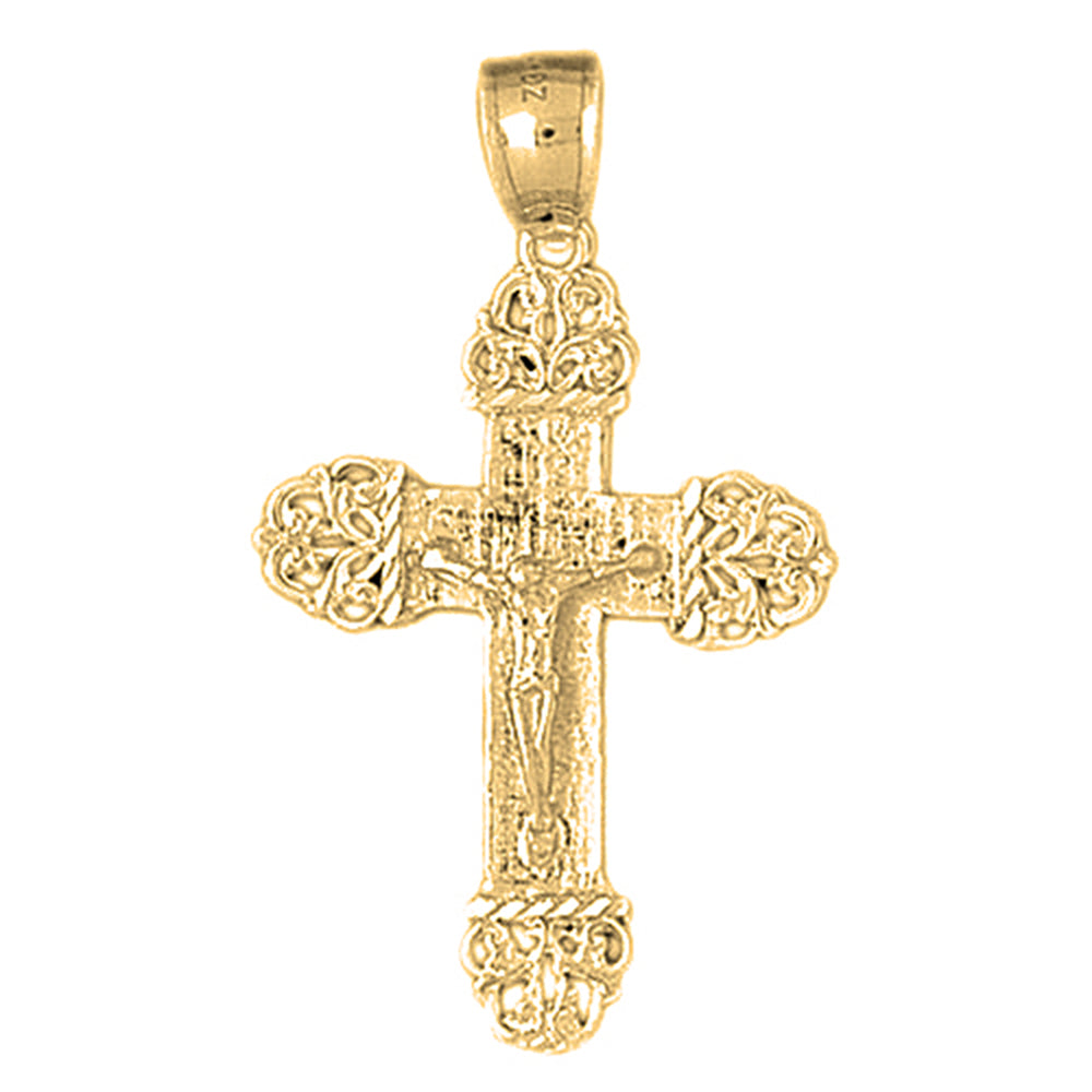 10K, 14K or 18K Gold Vine Crucifix Pendant