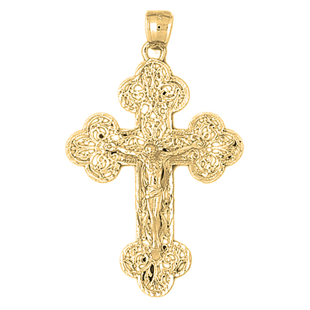 10K, 14K or 18K Gold Budded Crucifix Pendant