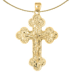 10K, 14K or 18K Gold Budded Crucifix Pendant