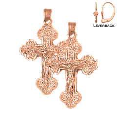 14K or 18K Gold Budded Crucifix Earrings