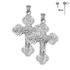 14K or 18K Gold Budded Crucifix Earrings