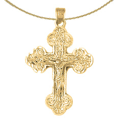 10K, 14K or 18K Gold Budded Crucifix Pendant