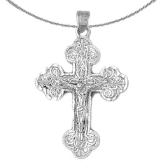 10K, 14K or 18K Gold Budded Crucifix Pendant