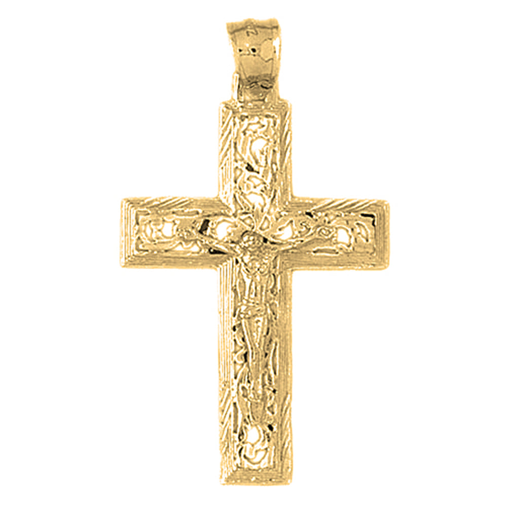 10K, 14K or 18K Gold Vine Crucifix Pendant