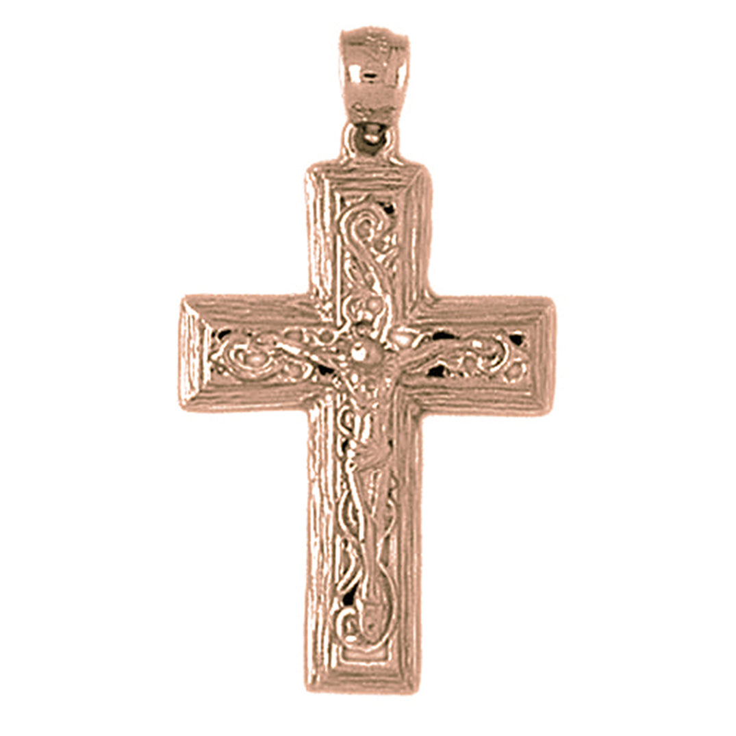 10K, 14K or 18K Gold Vine Crucifix Pendant