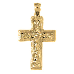 10K, 14K or 18K Gold Vine Crucifix Pendant