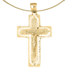 10K, 14K or 18K Gold Routed Crucifix Pendant