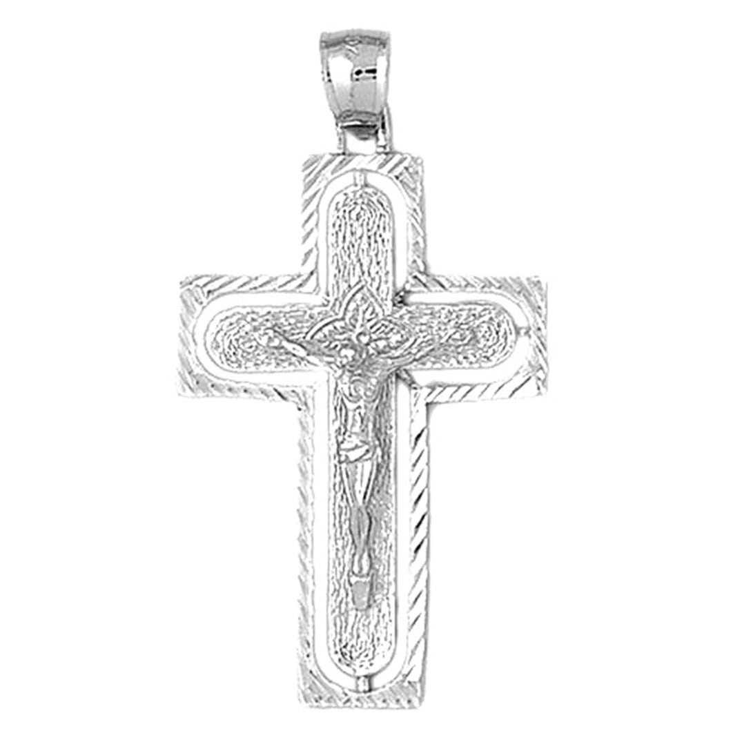 10K, 14K or 18K Gold Routed Crucifix Pendant