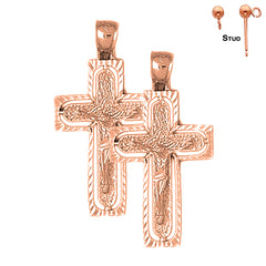 14K or 18K Gold Routed Crucifix Earrings