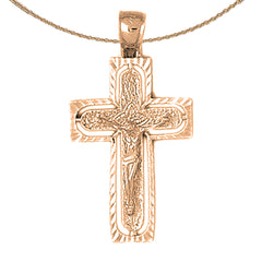 10K, 14K or 18K Gold Routed Crucifix Pendant