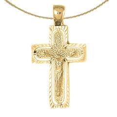 10K, 14K or 18K Gold Routed Crucifix Pendant