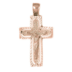 10K, 14K or 18K Gold Routed Crucifix Pendant