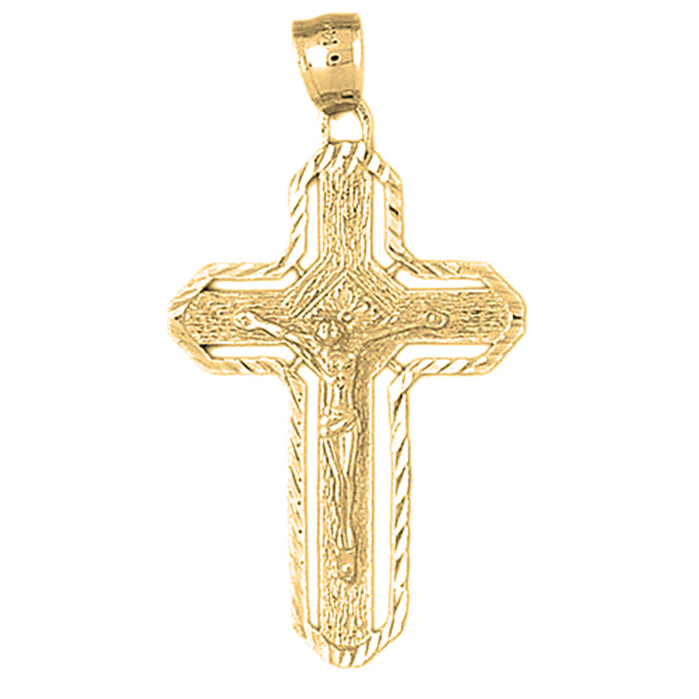 10K, 14K or 18K Gold Routed Crucifix Pendant