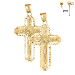 Aretes con crucifijo enrutado en oro de 14 quilates o 18 quilates